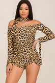 Leopard Print Off Shoulder Romper - Wäre Rare