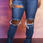 Plus Size Destroyed Ankle Tied Jeans - Wäre Rare